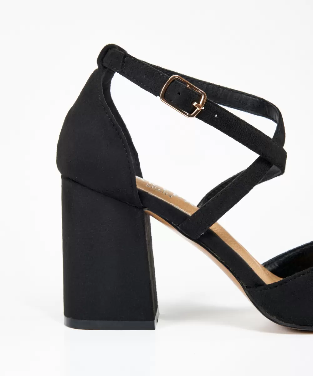 Sandalia Tiras Cruzadas Efecto Marypaz Negros Zapatos De Tacón Mujer - 2