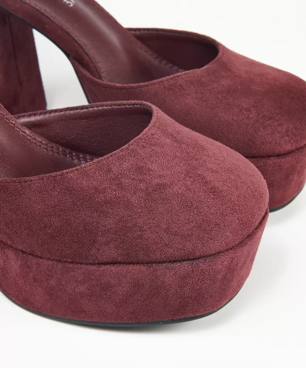 Sandalia Cerrada Plataforma Efecto Mujer Marypaz Burdeos Zapatos De Tacón - 2