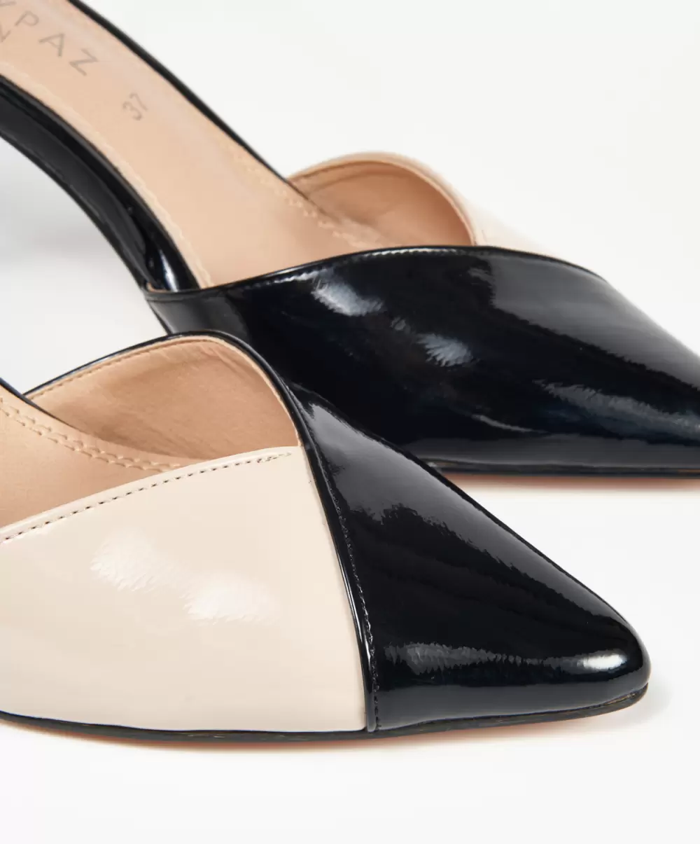 Negros Zapatos De Tacón Mujer Marypaz Sandalia Cerrada Combinada Efecto - 2