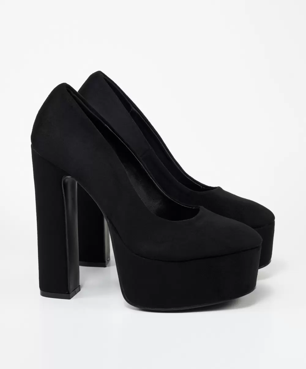 Zapatos De Tacón Marypaz Mujer Negros Salón Maxi Plataforma Efecto - 1