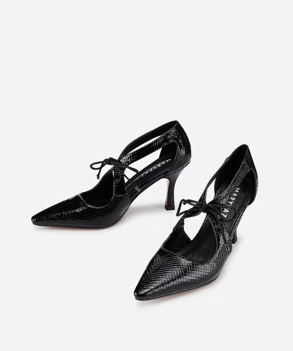 Marypaz Mujer Zapatos De Tacón Sandalia Cerrada Cordones Negros - 1