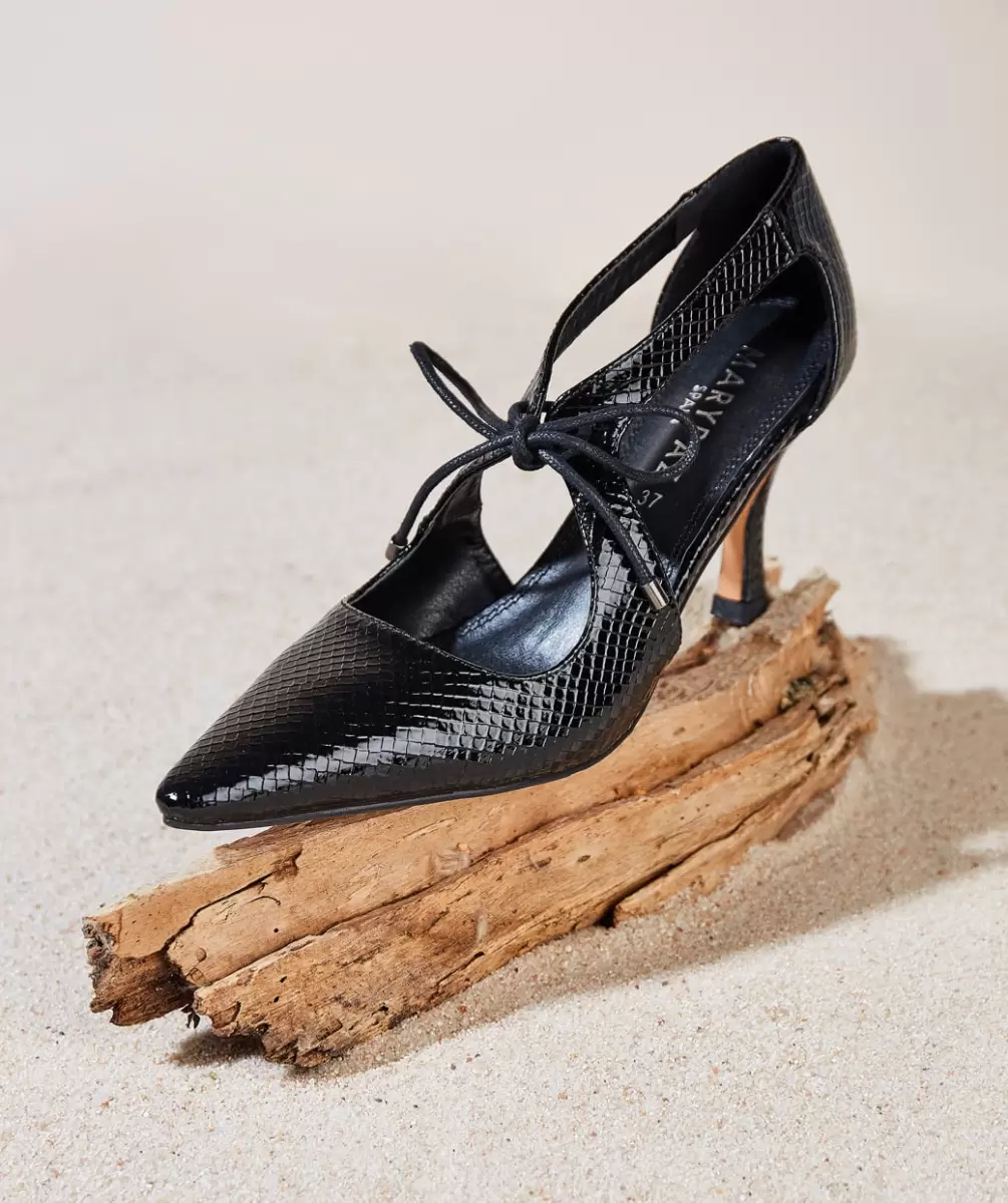 Marypaz Mujer Zapatos De Tacón Sandalia Cerrada Cordones Negros - 3