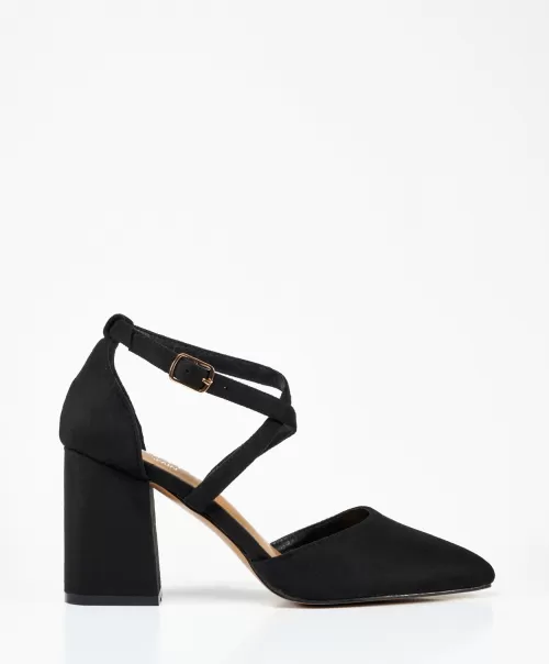 Sandalia Tiras Cruzadas Efecto Marypaz Negros Zapatos De Tacón Mujer