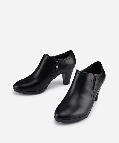 Zapatos De Tacón Tobillero Tacón Efecto Negros Mujer Marypaz