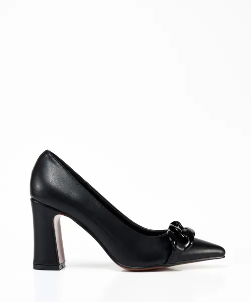 Marypaz Zapatos De Tacón Mujer Negros Zapato Salón Cadena Efecto